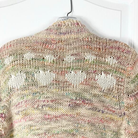 Nwot LOVESHACKFANCY Cardigan M Pink White-Hearts Gold-Snap-Up Wool Cotton Pocket - Picture 12 of 16